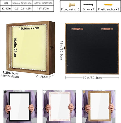 TJ.MOREE Shadow Box Frame 8 x 10 Shadowbox Display Case Picture Frame with Linen Back Memorabilia Bouquet Medals Military Photos Memory Box