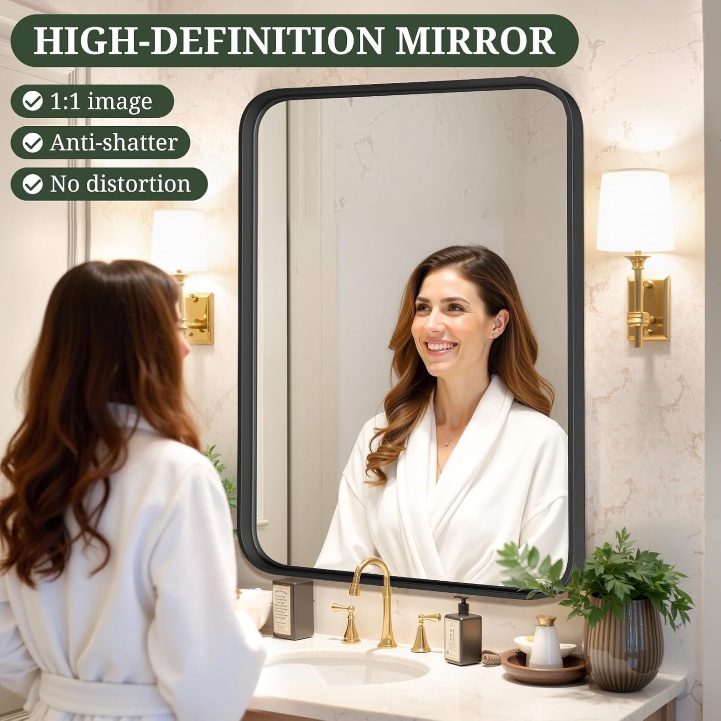 Round Wall Mirror 30 Inch Gold Vanity Mirror with Metal Frame, Modern Circle for Bathroom, Entryway, Bedroom, Living Room, Wall Mounted Decorative Mirrors