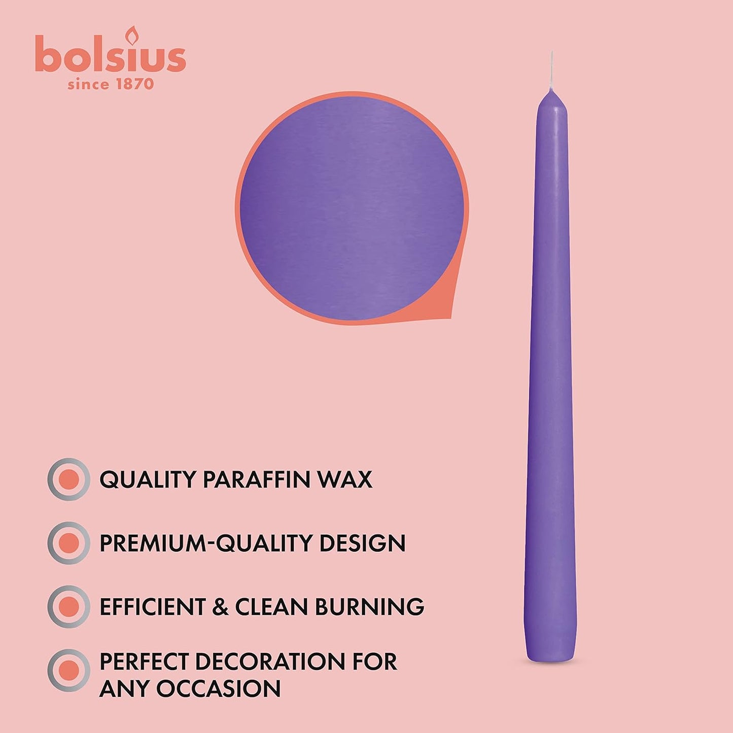 BOLSIUS Ivory Taper Candles - 10 Pack Unscented 10 Inch Dinner Candle Set - 8 Hours Burn Time - Premium European Quality - Smokeless and Dripless Household, Wedding, Party, and Home Décor Candlesticks