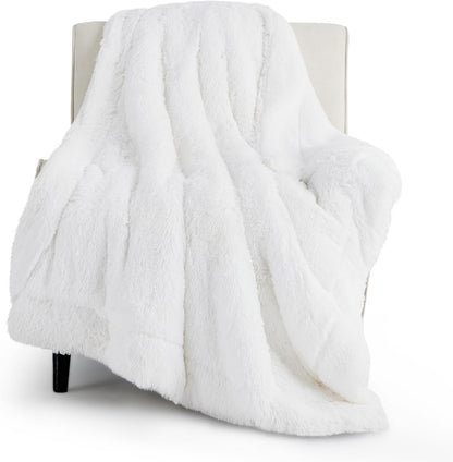 Bedsure GentleSoft Fluffy Fuzzy Faux Fur Throw Blanket for Couch, Soft Sherpa Fleece Cozy Gifts for Women, Plush Bed Blanket Room Decor for Men, Thick Warm Minky Teen Gifts Winter Bedding