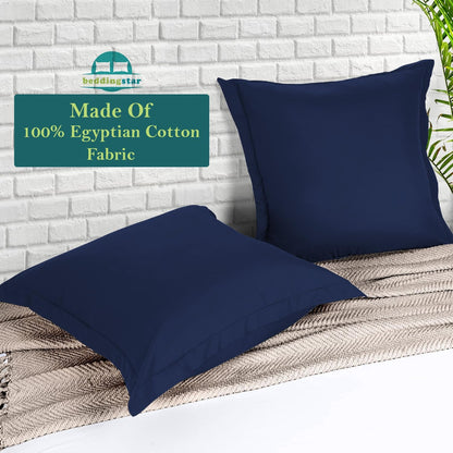 Euro Sham Covers 26x26 Set of 2 White 600 Thread Count 100% Egyptian Cotton Pack of 2 Euro 26x26 Pillow Covers Cushion Cover Cases Soft Skin Friendly European Size Decorative Square Pillow Shams