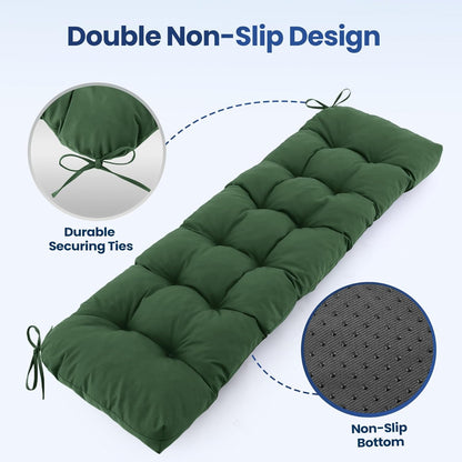 IASEAHK Outdoor Bench Cushion 48x18x5 Inch, Waterproof & Fade-Resistant Patio Furniture Cushions, Tufted Memory Foam Indoor/Outdoor Cushions for Couch Swing with Non-Slip Backing & Straps, Dark Grey