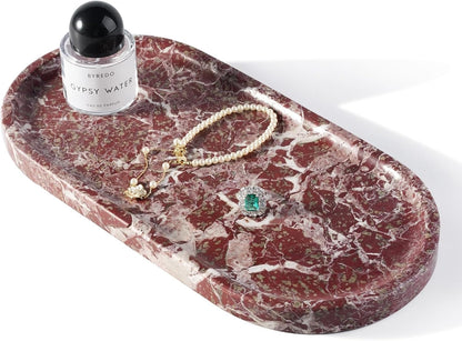 Koville Italian Travertine Tray, 12"x6" Vanity Decorative Marble Tray for Countertop, Catchall Tray for Perfume, Candles, Jewelry Dish Tray