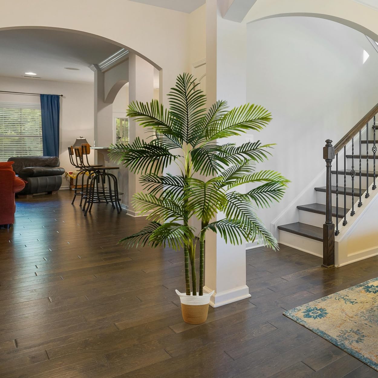 Warmplants Artificial Ficus Tree, 7ft Silk Fake Ficus Leaves Plant with Basket, Indoor Outdoor Faux Green Tree for Home Garden Office House Livingroom Décor