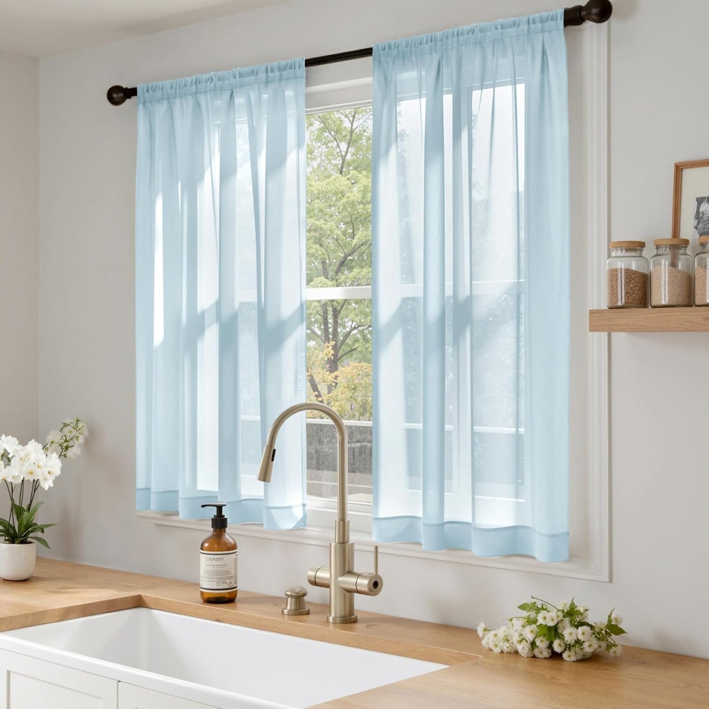 MIULEE White Sheer Curtains 84 Inches Long, 4 Panels Set, Light Filtering Rod Pocket Voile Drapes for Living Room and Bedroom, Airy Soft Fabric Window Treatments, 42 x 84 Inches