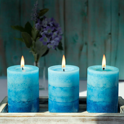 Pillar Candles Vanilla Cupcake Scented Immeiscent Aromatherapy Candle 50+ Hours Clean Burning Long Lasting Mottled Layered Candles for Home Scented SPA Restaurant Set of 3
