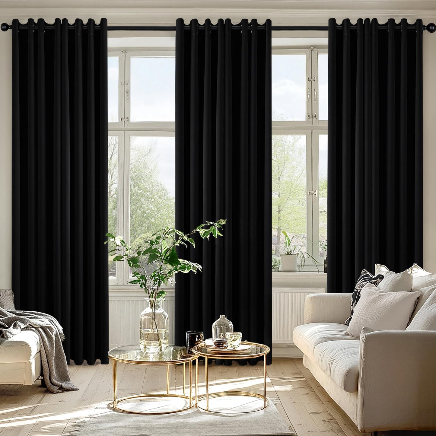 MIULEE Blackout Curtains for Bedroom Living Room 2 Panels, Thermal Insulated Room Darkening Drapes Grommet Noise Reducing Light Blocking Window Treatments 63 Inches Long 40x63 Inch Black - Colors B