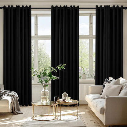 MIULEE Blackout Curtains for Bedroom Living Room 2 Panels, Thermal Insulated Room Darkening Drapes Grommet Noise Reducing Light Blocking Window Treatments 63 Inches Long 40x63 Inch Black - Colors B