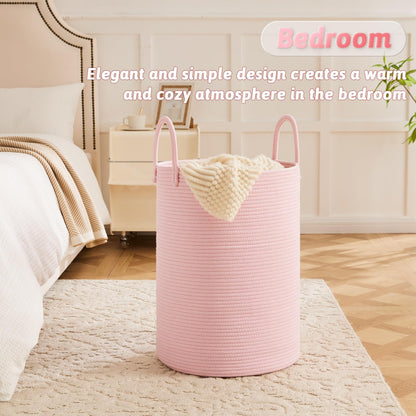 Artfeel Laundry Basket,Woven Cotton Rope Laundry Hamper,60L for Decor Storage of Dirty Clothes,Toys and Blankets in Bathroom,Baby Room and Living Room