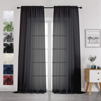 Chyhomenyc Sheer White Valances for Windows 2 Pack, Small Window Curtains for Living Room Bathroom Cafe Laundry Basement, Modern Top Dual Rod Pocket Voile Curtain, 42W x 14L inches, White - Colors B