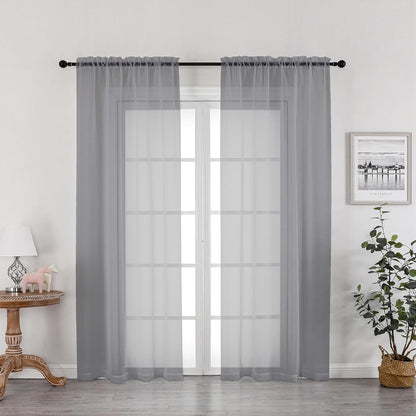 OWENIE Sheer Curtains 84 inches Long 2 Panels Set for Living Room/Bedroom, Rod Pocket Voile Sheer Panel Drapes, White, 2pcs, Each 42" W x 84" L - Colors A