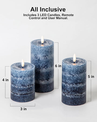 Stmarry Ivory Flameless Candles with Remote and Timer, Real Wax Made LED Pillar Candles Battery Operated with 3D Flickering Flame - 3" x 4",5",6" - Set of 3
