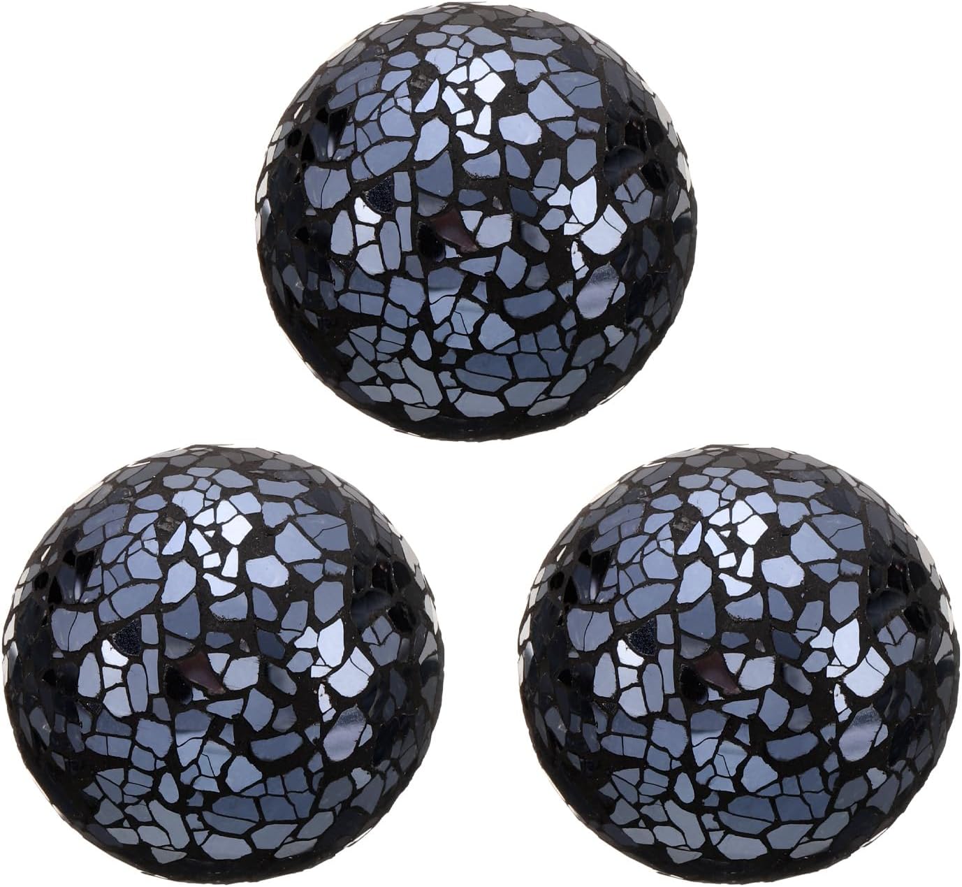 uxcell 3Pcs Decorative Glass Balls 2.36 Inch Orbs Centerpiece Balls Mosaic Glass Ball Sphere for Decor Bowls Vases Dining Table Party, Dark Blue