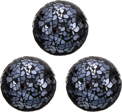uxcell 3Pcs Decorative Glass Balls 2.36 Inch Orbs Centerpiece Balls Mosaic Glass Ball Sphere for Decor Bowls Vases Dining Table Party, Dark Blue