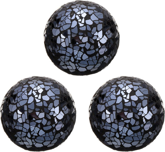 uxcell 3Pcs Decorative Glass Balls 2.36 Inch Orbs Centerpiece Balls Mosaic Glass Ball Sphere for Decor Bowls Vases Dining Table Party, Dark Blue