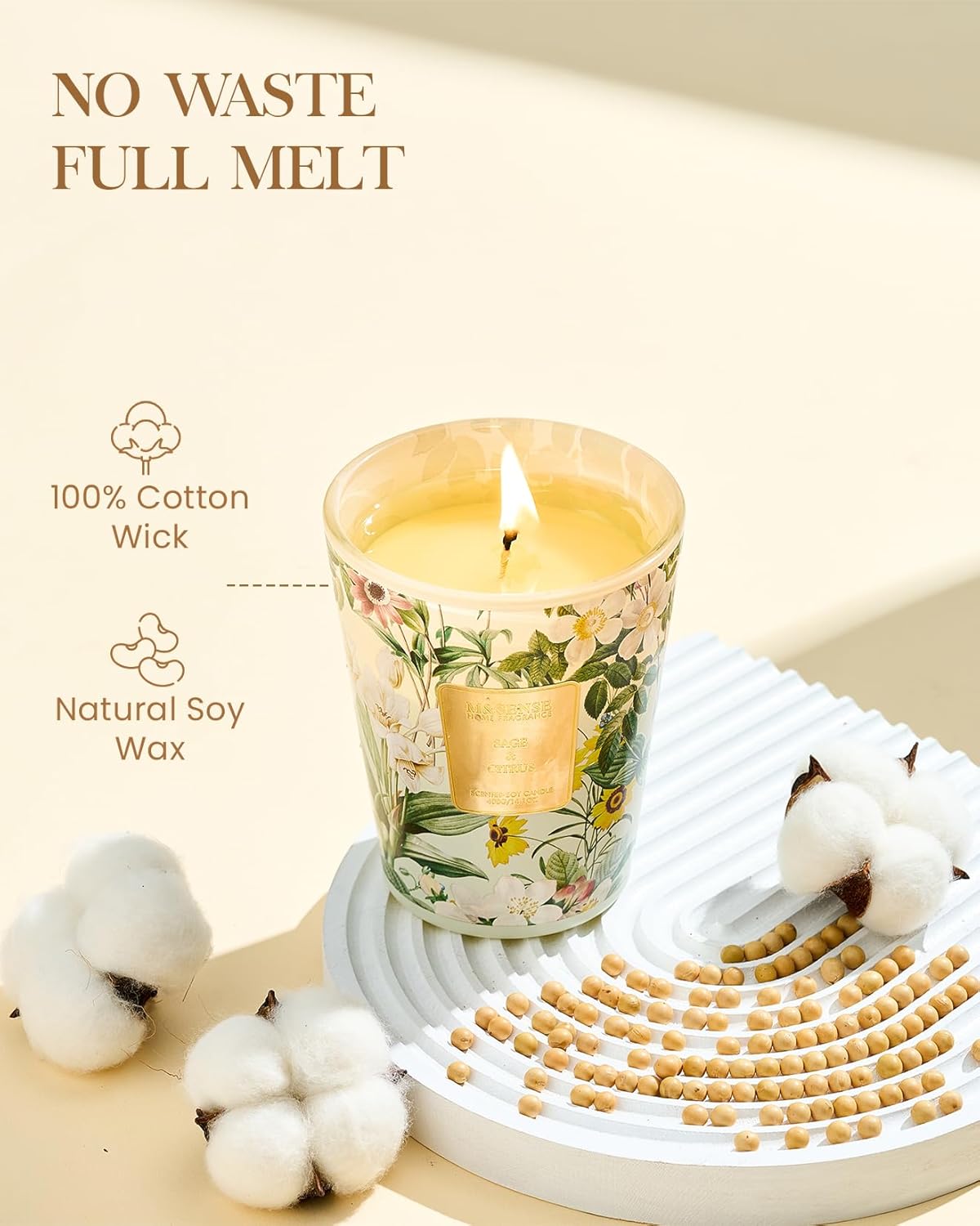 M&SENSE Jasmine Candles Highly Scented 3 Wick 35oz 150 Hours Burn Extra Large Jar Candles for Women, Natural Soy Wax Aromatherapy Candle for Stress Relief, Meditation, Yoga, Spa - Colors A