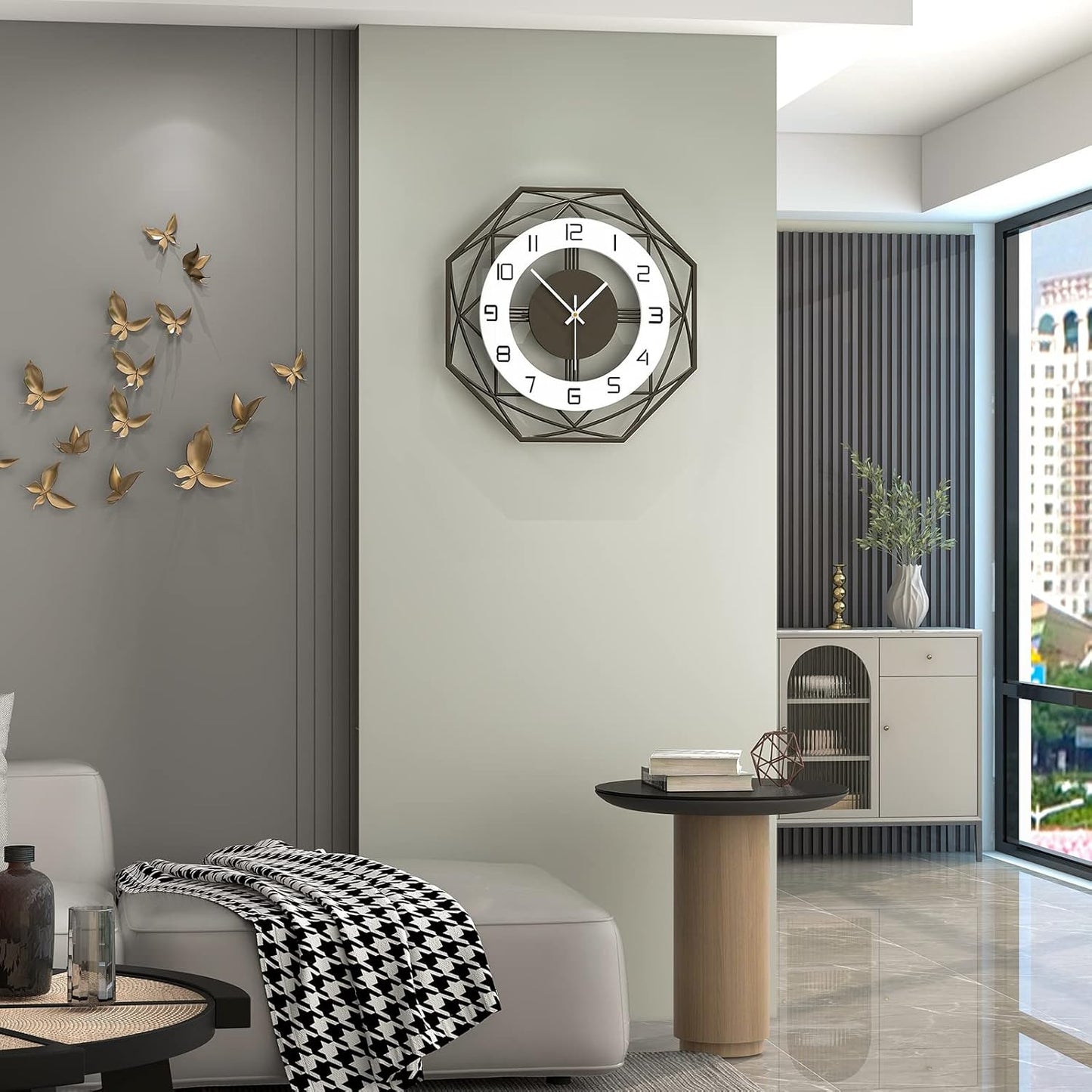 Modern Wall Clocks for Living Room Decor 12in Black Wall Clock Silent Non-Ticking Quartz Battery Operated for Office Kitchen Bedroom Bathroom Minimalist Small Clock Decoration Easy to Read