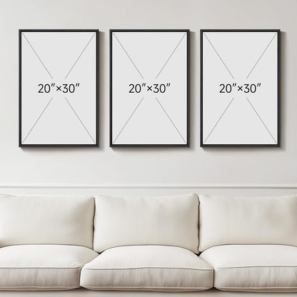 Large Framed Black and White Abstract Wall Art for Living Room, 3 Piece Big Modern Canvas Prints Paintings Artwork for Walls, Minimalist Abstract Art Pictures for Hallway, Office Wall Decor 24x36 In