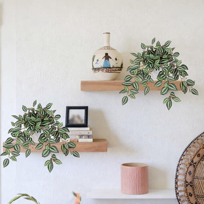 Briful Artificial Plants Indoor Fake Potted Silk Plants Faux Watermelon Peperomia Draping Plant for Home Office Bathroom Shelf Cabinet Tabletop Decoration(Green - 1 Pack)