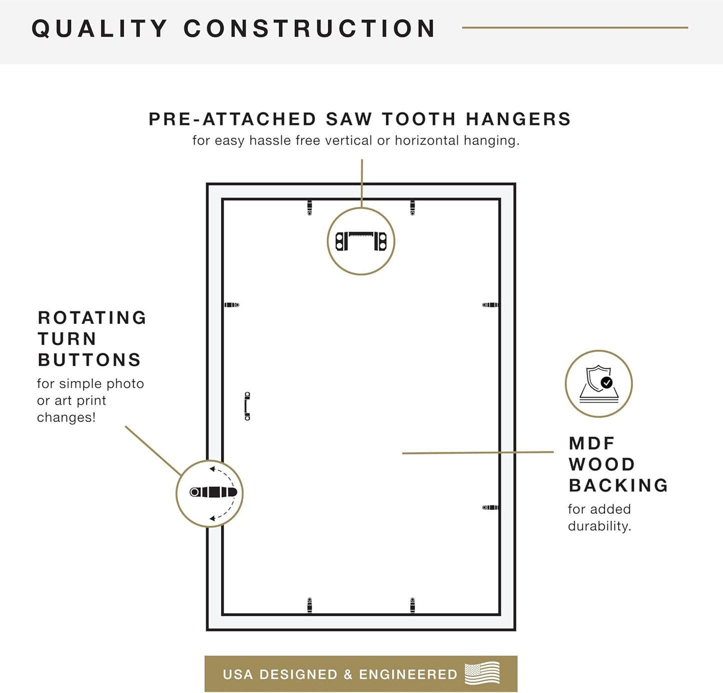 MCS Studio Gallery 16x24 Poster Frame Black Woodgrain Engineered Wood, Vertical & Horizontal Wall Hanging Large Picture Frame for Photos, Posters & Art Prints (1-Pack)