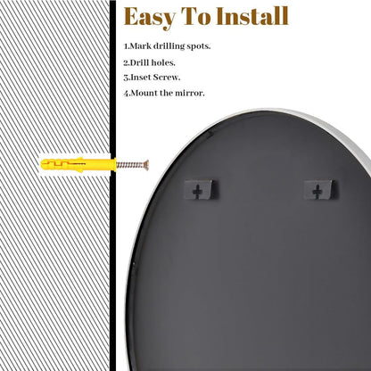 VooBang Large Black Round Bathroom Mirror, 48 inch Circle Wall Mounted Hanging Mirror with Simple Modern Circular Metal Frame for Hallway, Entryway, Living Room, Black Frame