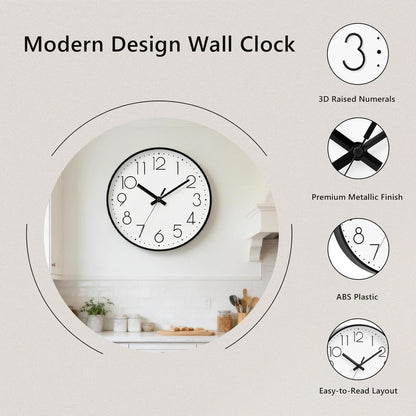 DAXSMY Wall Clock - 8 Inch Silent Non-Ticking Modern 3D Wall Clocks Battery Operated - Decorative Clock for Kitchen, Home Office, Bathroom, Bedroom(Rose Gold)
