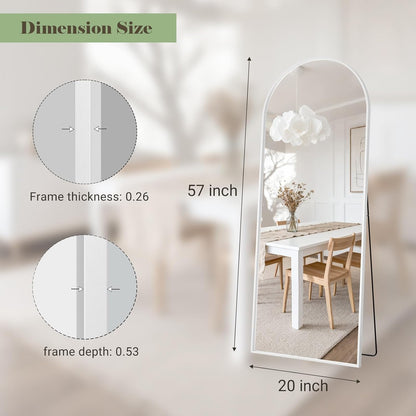 57" x 20" Arched Full Length Mirror - Wall Mounted/Floor Mirror Aluminum Alloy Frame Full Body Mirrors for Bathroom Living Room Bedroom and Entryway,Black