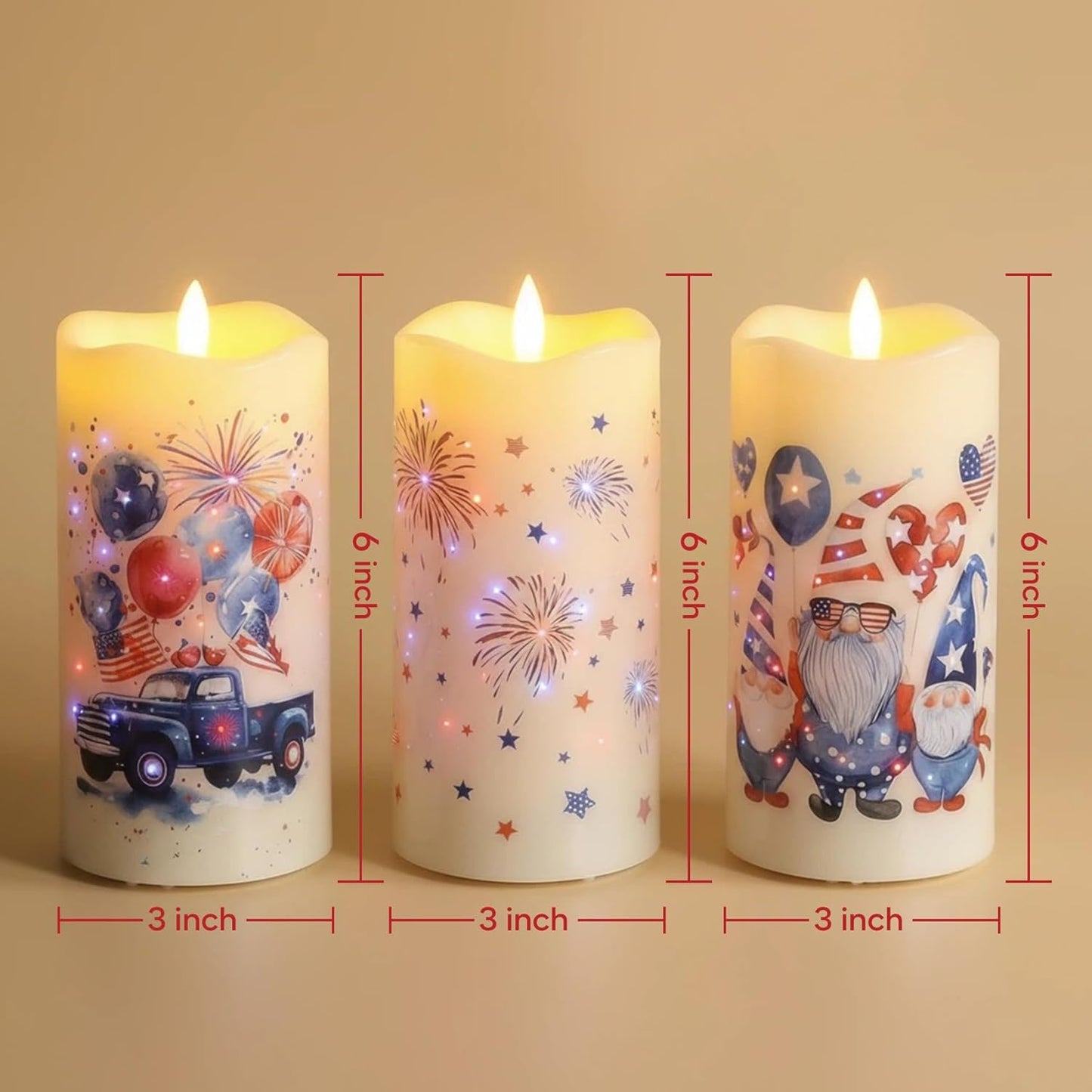 Eywamage Fiber Optic Flameless Pillar Candles with Remote Set of 3, Butterfly Floral Spring LED Candles Battery Operated Gift Φ 3" H 6"