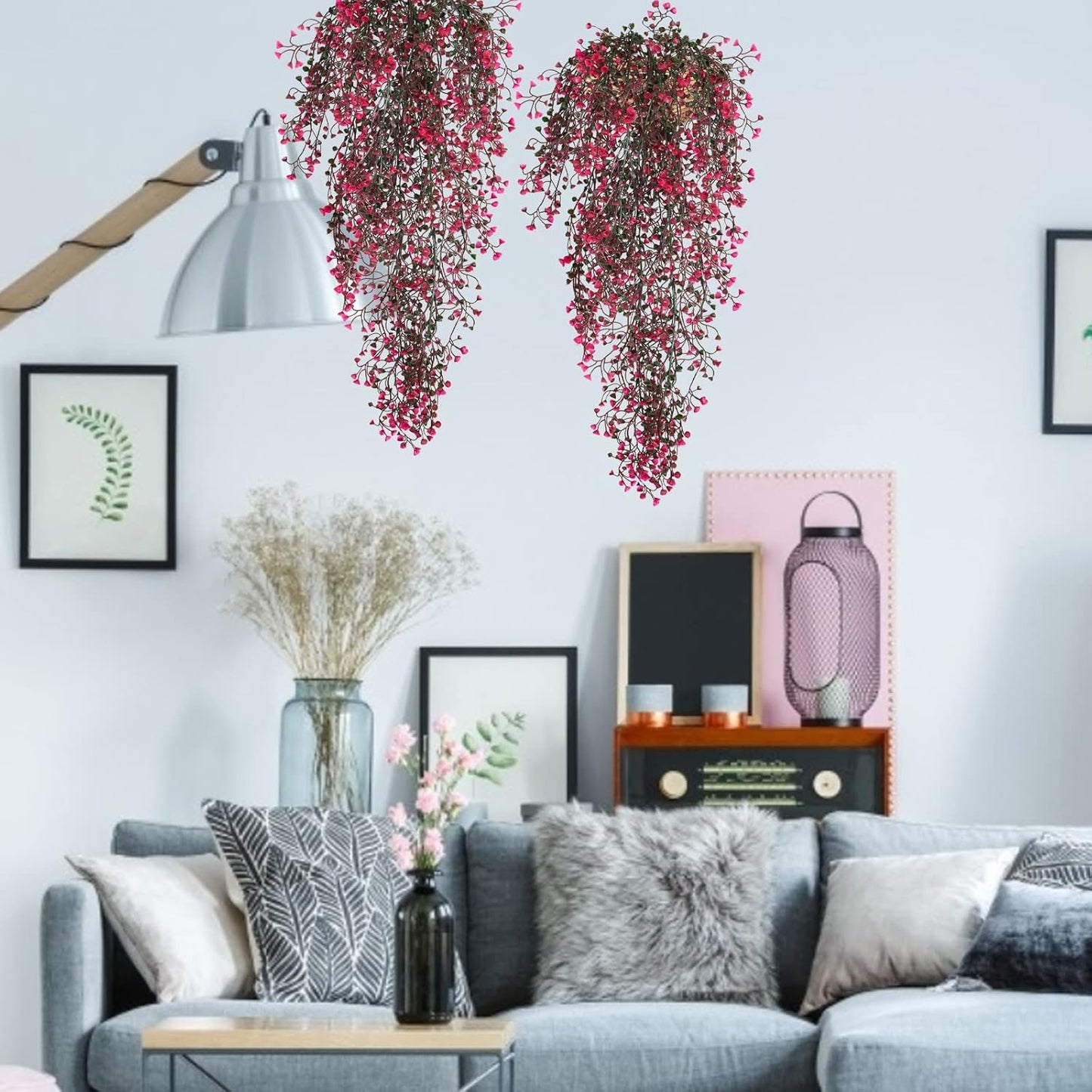 RECUTMS Fake Hanging Plants Artificial Ferns for Outdoor Hanging Faux Plants Vine Ivy Faux Fern Hanging Vines Wall Plants for Home Garden Party Wedding Decor (White 4P)