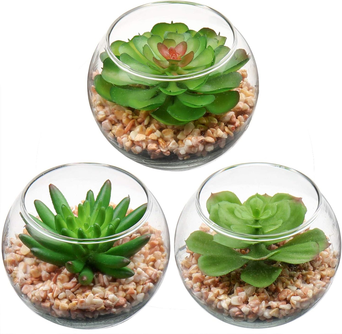 Briful Mini Fake Plants 4 Packs Succuletns Artificial Potted Plants in Cube Glass Vase Faux Succulents for Bathroom Living Room Kitchen Shelf Table Decor