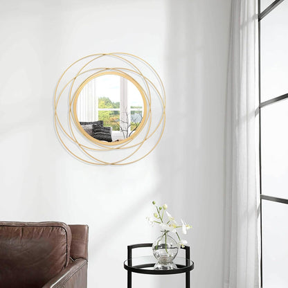 Gold Sunburst Mirrors for Wall Decorative Metal Round Art Mirrors Large Wall Decor Hanging Mirror for Bathroom Bedroom Living Room Vanity Entryway 16"