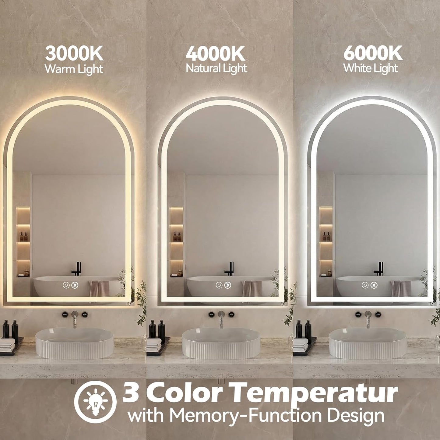 Sweetcrispy 20"x30" Arched Gold Bathroom Mirrors for Wall, Bathroom Mirrors for Over Sink, Metal Framed with HD Shatter-Proof Glass for Entryway, Living Room, Bedroom