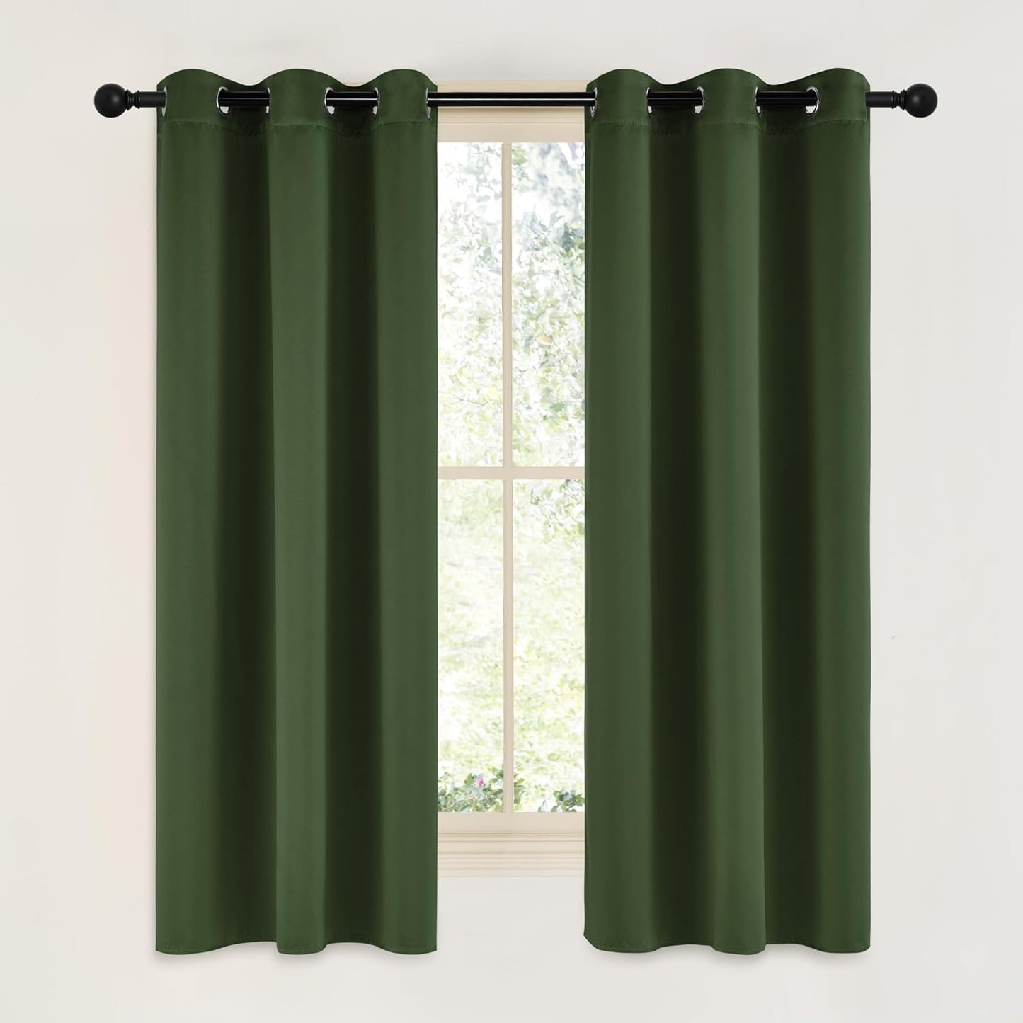 NICETOWN Halloween Pitch Black Solid Thermal Insulated Grommet Blackout Curtains/Drapes for Bedroom Window (2 Panels, 42 inches Wide by 63 inches Long, Black) - Colors B
