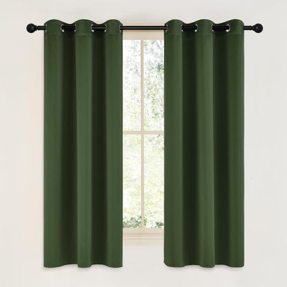 NICETOWN Halloween Pitch Black Solid Thermal Insulated Grommet Blackout Curtains/Drapes for Bedroom Window (2 Panels, 42 inches Wide by 63 inches Long, Black) - Colors B