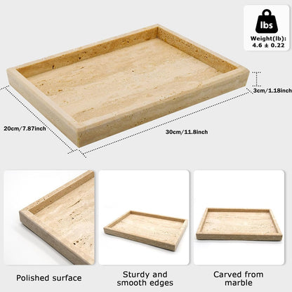 Marble Bathroom Tray,Pure Natural Vanity Tray,Marble Tray for Kitchen Counter Non-Ceramic/Non-Resin,Stone Trays 12 x 8 inch Cyan Green