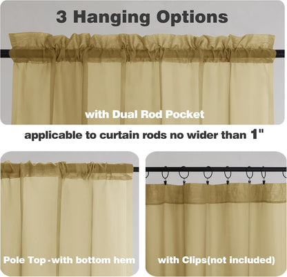 Chyhomenyc Sheer White Valances for Windows 2 Pack, Small Window Curtains for Living Room Bathroom Cafe Laundry Basement, Modern Top Dual Rod Pocket Voile Curtain, 42W x 14L inches, White - Colors C