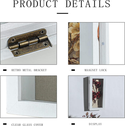 Freezing point Shadow Box Frame 8x8 Shadow Boxes Display Case with Linen Back Memorabilia Awards Medals Bouquet Photos Picture Badge Wedding Memory Box for Keepsakes Carbonized Small Pin Board