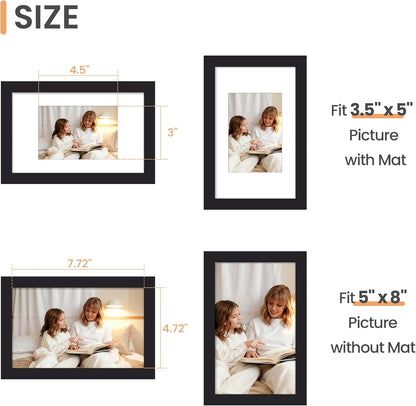 upsimples 8x10 Picture Frame, Display Pictures 5x7 with Mat or 8x10 Without Mat, Wall Hanging Photo Frame, Black, 1 Pack - Colors B