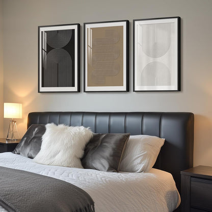 Large Framed Black and White Abstract Wall Art for Living Room, 3 Piece Big Modern Canvas Prints Paintings Artwork for Walls, Minimalist Abstract Art Pictures for Hallway, Office Wall Decor 24x36 In
