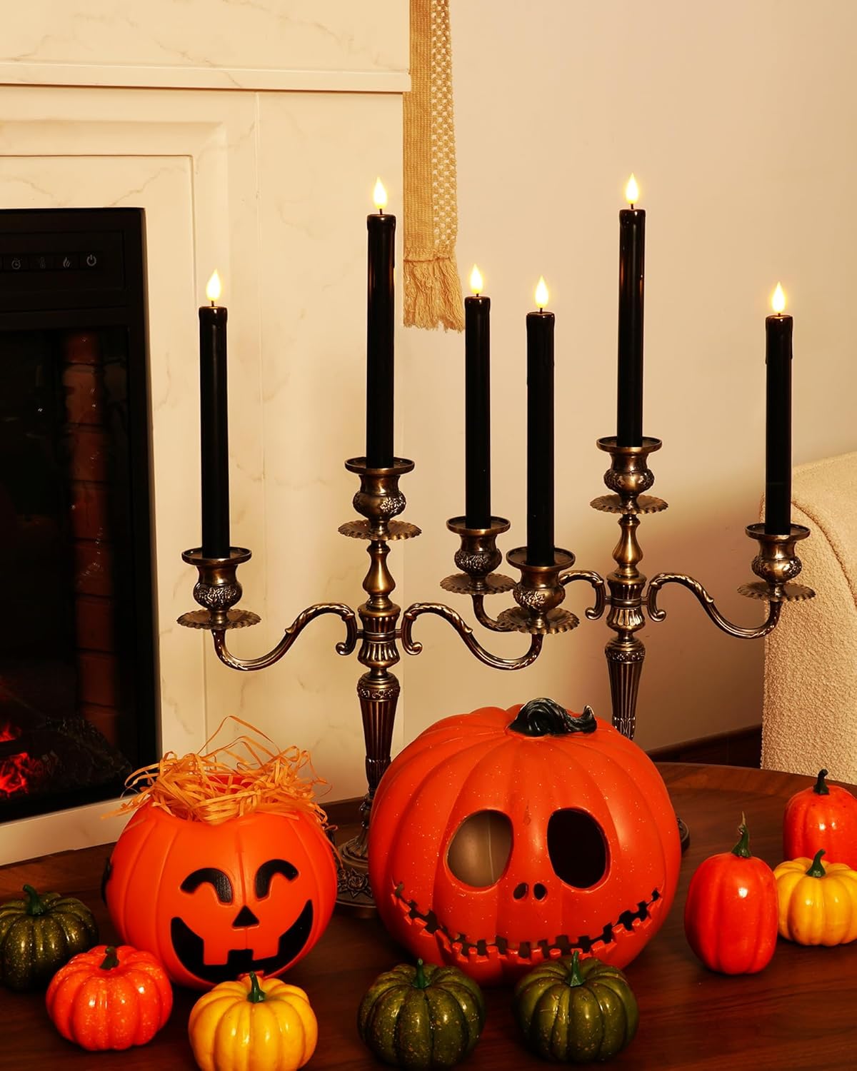 Homemory 2/3/6 Pack Flameless Taper Candles, No Remote, Realistic Flickering Battery Operated Candlesticks, Ivory LED Plastic Candle Safe for Weddings, Table Decor, Christmas, and Halloween(Set of 2)