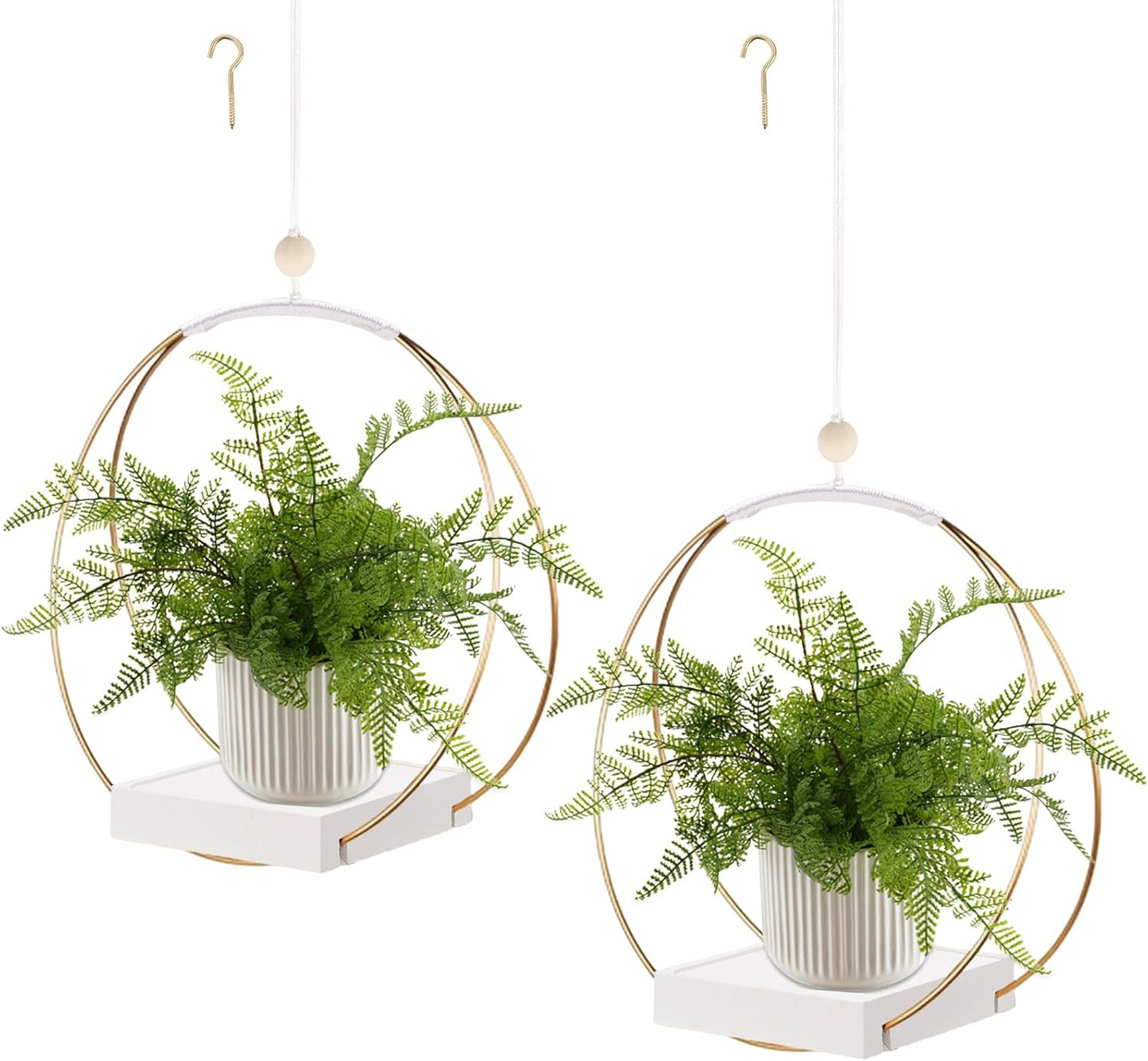 Hanging Planter for Indoor Plants, Black Plant Hanger Indoor with Sturdy Wood Base, Modern Boho Macrame Plant Hanger for 3-5.5 Inch Pot, Hanging Wall Ceiling Window Home Decor (Pots Not Included)
