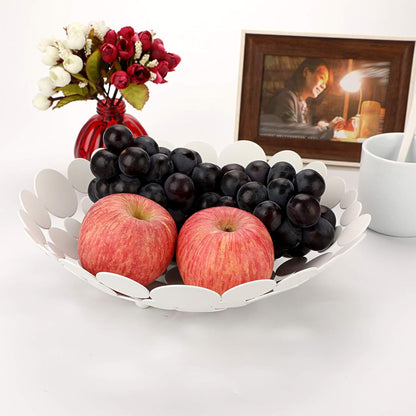 OwnMy Metal Fruit Bowl Basket Creative Table Centerpiece Fruit Stand Decorative Countertop Fruit Holder for Kitchen Counter, Iron Large Fruit Plate Round Storage Tray for Bread Snacks Candy (Black)