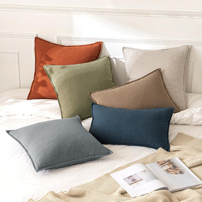 MIULEE Decorative Linen Euro Sham Pillow Covers 26x26 Cream White Boho Farmhouse Neutral Couch Throw Pillows for Bed Pack of 2 Accent Modern Pillowcase Sofa Livingroom Home Decor