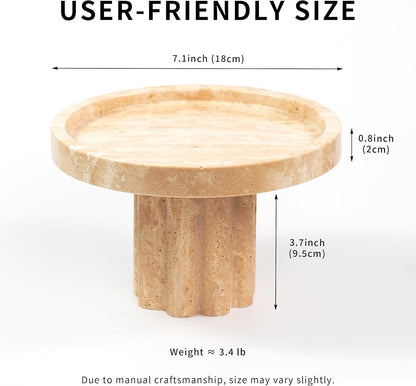 Marble Perfume Tray with Legs - Oval Decorative Stone Pedestal for Bathroom Vanity Coffee Table Kitchen Countertop, Footed Jewelry Candle Organizers Catchall Plate Riser with Scalloped Feet