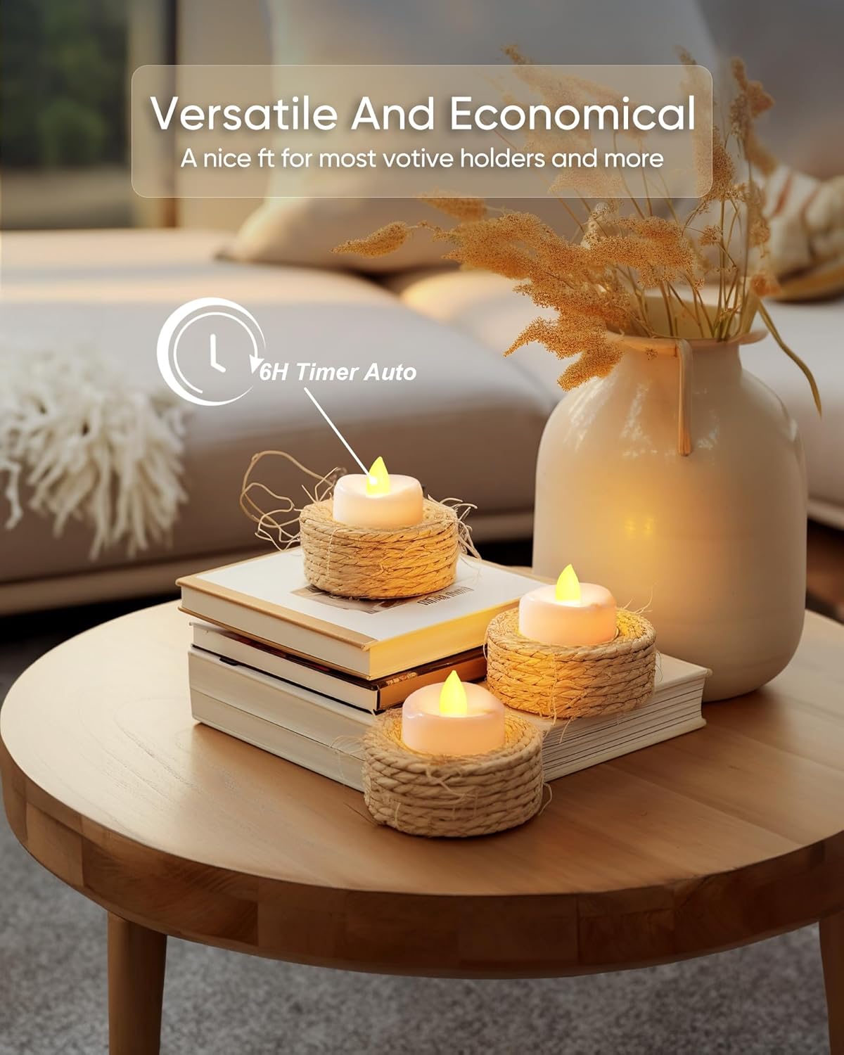 merrynights LED Candles, Tea Lights Candles Battery Operated Bulk, 50-Pack Long-Lasting 200 Hours Flameless Tealight Candles, Realistic Tea Lights for Christmas Halloween Wedding, 1.5'' D X 1.25'' H