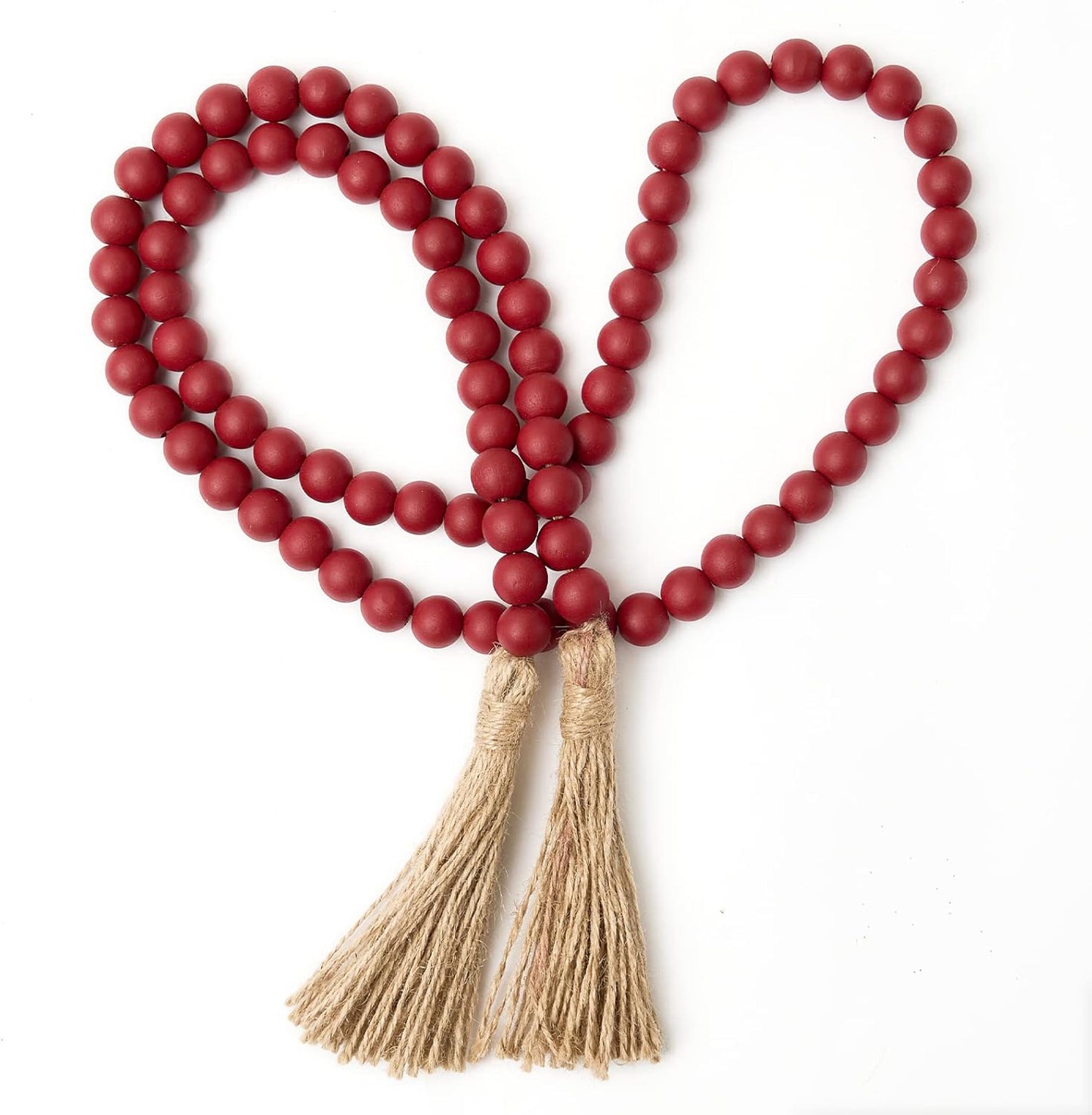 OMISHE 59in Wood Bead Garland with Tassels, Decorative Beads, Farmhouse Wooden Beads Garland for Wall Hanging Home Festival Decor, Aqua, Teal