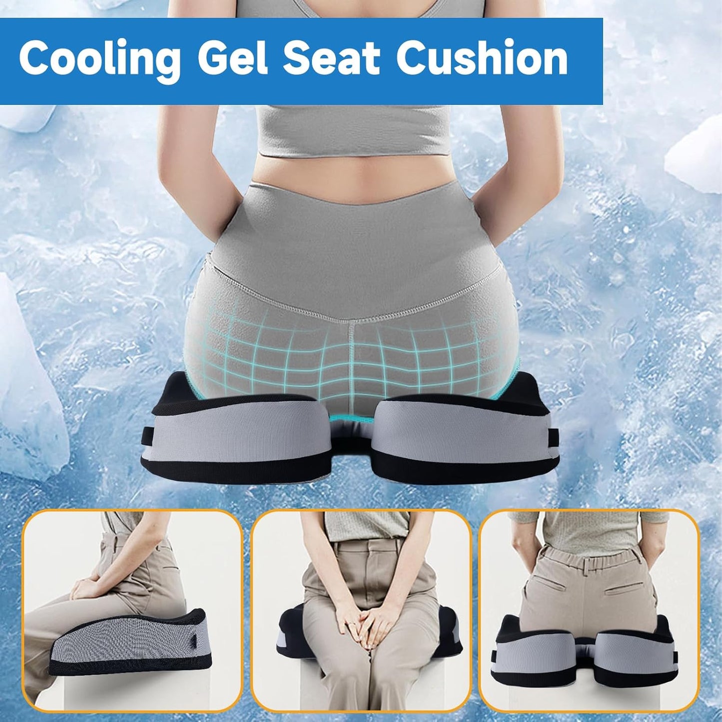 Seat Cushions for Office Chairs Wheelchair Cushion for Long Sitting Back Pain，Memory Foam Seat Car Computer Desk Chair Cushion，Coccyx Cushion for Tailbone Pain Relief Cushion Office Chair Black