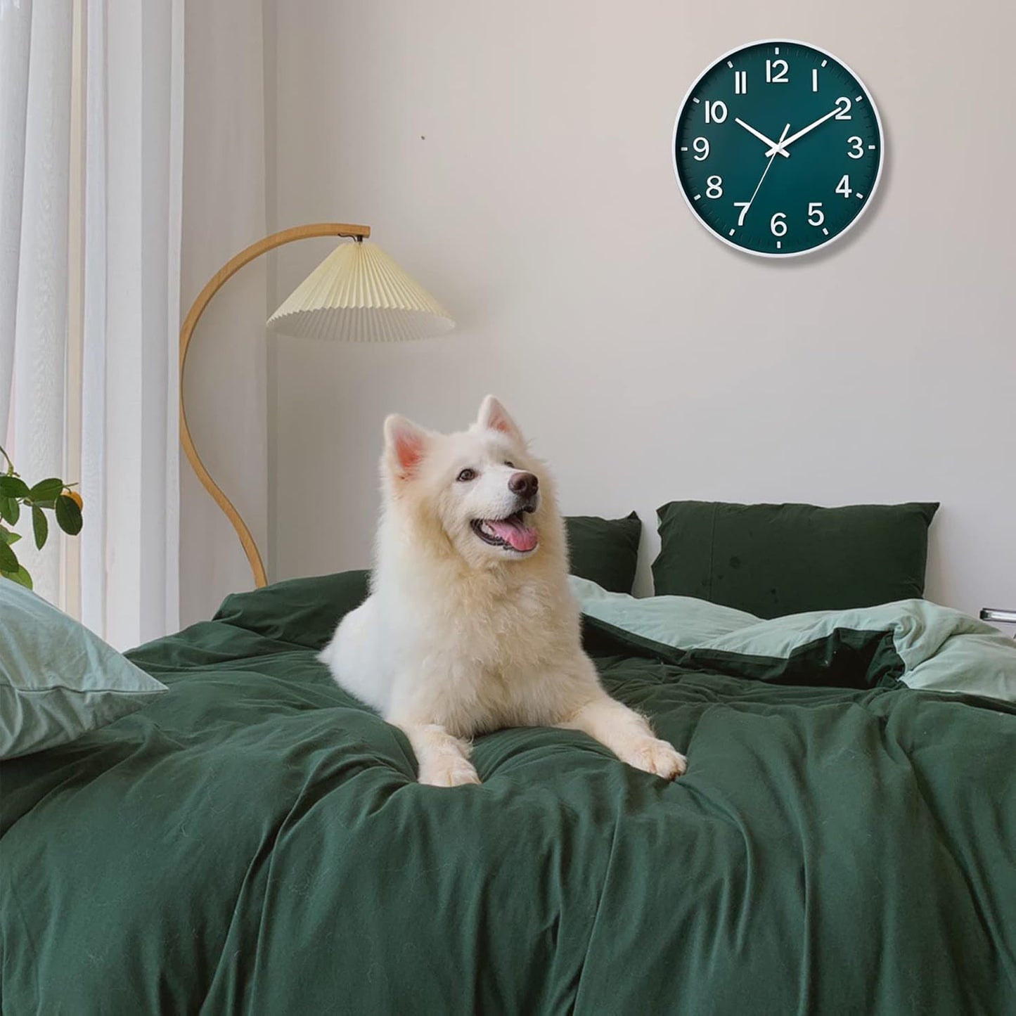 HZDHCLH Wall Clocks Battery Operated,12 inch Silent Non Ticking Modern Wall Clock for Living Room Bedroom Kitchen Office Classroom Decor (Olive Green and Gold)