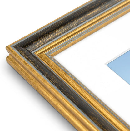 Golden State Art,11x14 Ornate Picture Frame for 8x10 Photo with Mat or 11 x 14 Prints without Mat,Real Glass Wall Display(Color:Green Gold)