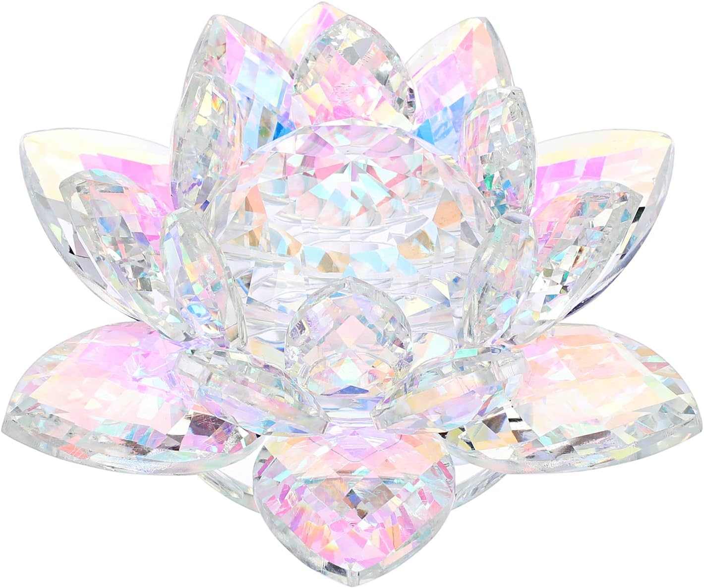 OwnMy 3 Inch Sparkle Crystal Lotus Flower Figurines Decorative Lotus Flower Ornament, Glass Lotus Feng Shui Decor Crystal Flower Paperweight for Home Office Tabletop Centerpieces